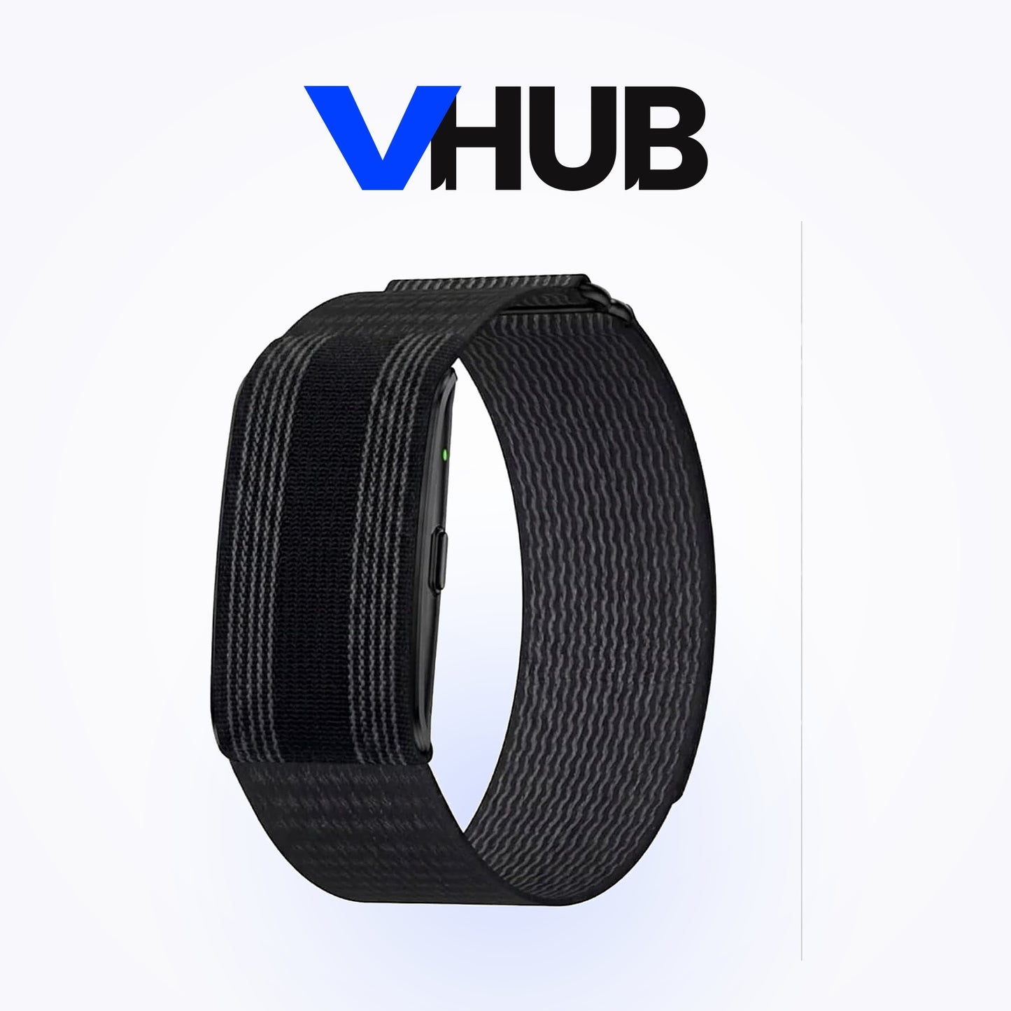 ArmFit Deep2 Zeero fitness tracker in black, a seamless woven loop band