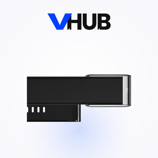 WHOOP 5.0 LeatherLuxe Straight Band — Black-Cream with Titanium