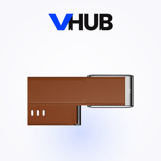WHOOP 5.0 LeatherLuxe Straight Band — Chestnut-Cream with Titanium