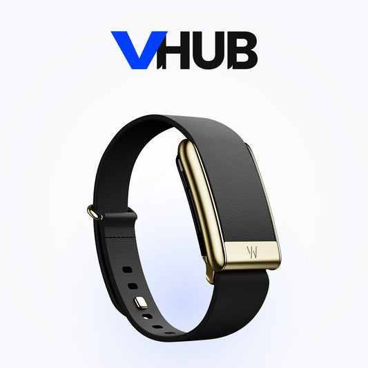 WHOOP 5.0 LeatherLuxe Tapered Band — Black with Gold