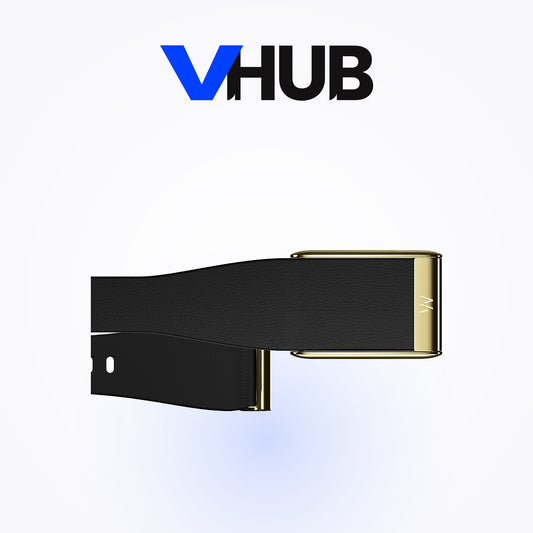 WHOOP 5.0 LeatherLuxe Tapered Band — Black with Gold