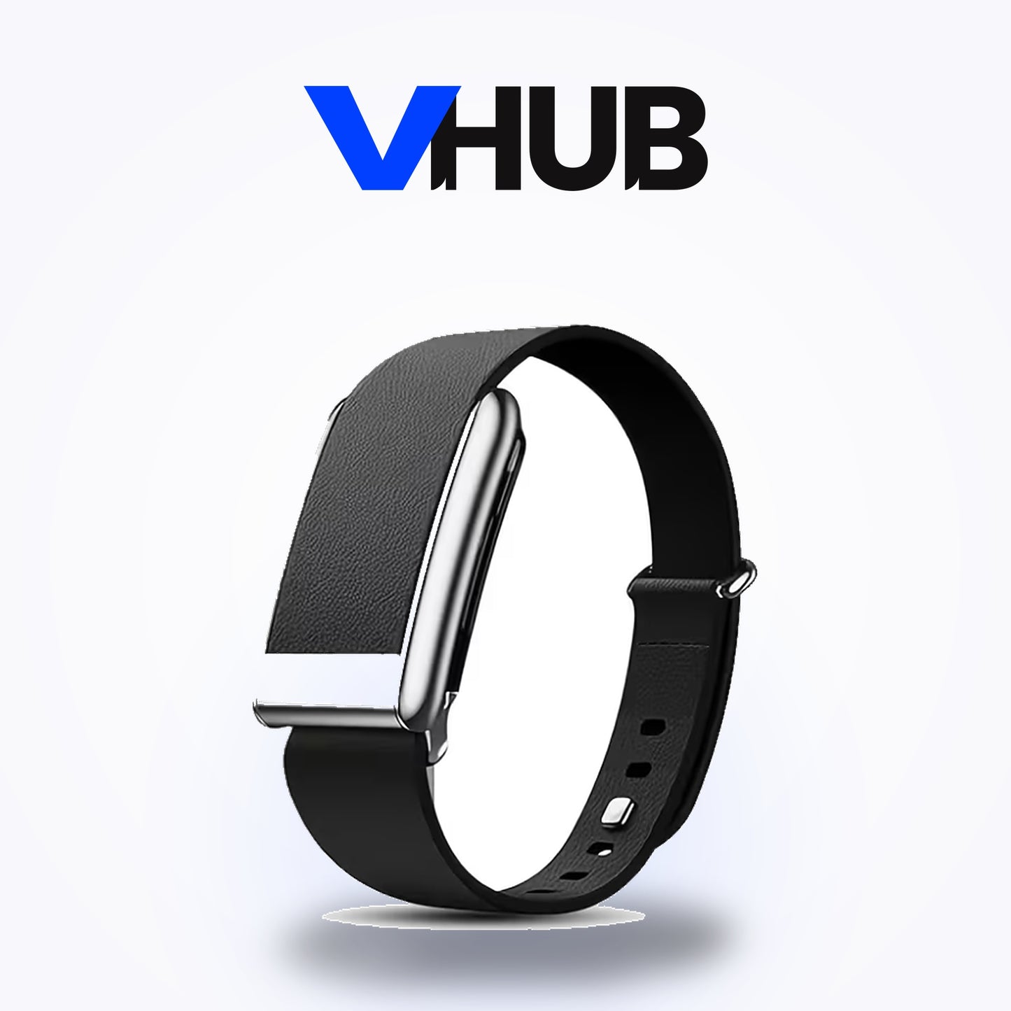 VHUB Luxe Straight leather-look band for WHOOP 5.0 in black — compatible, not made by WHOOP
