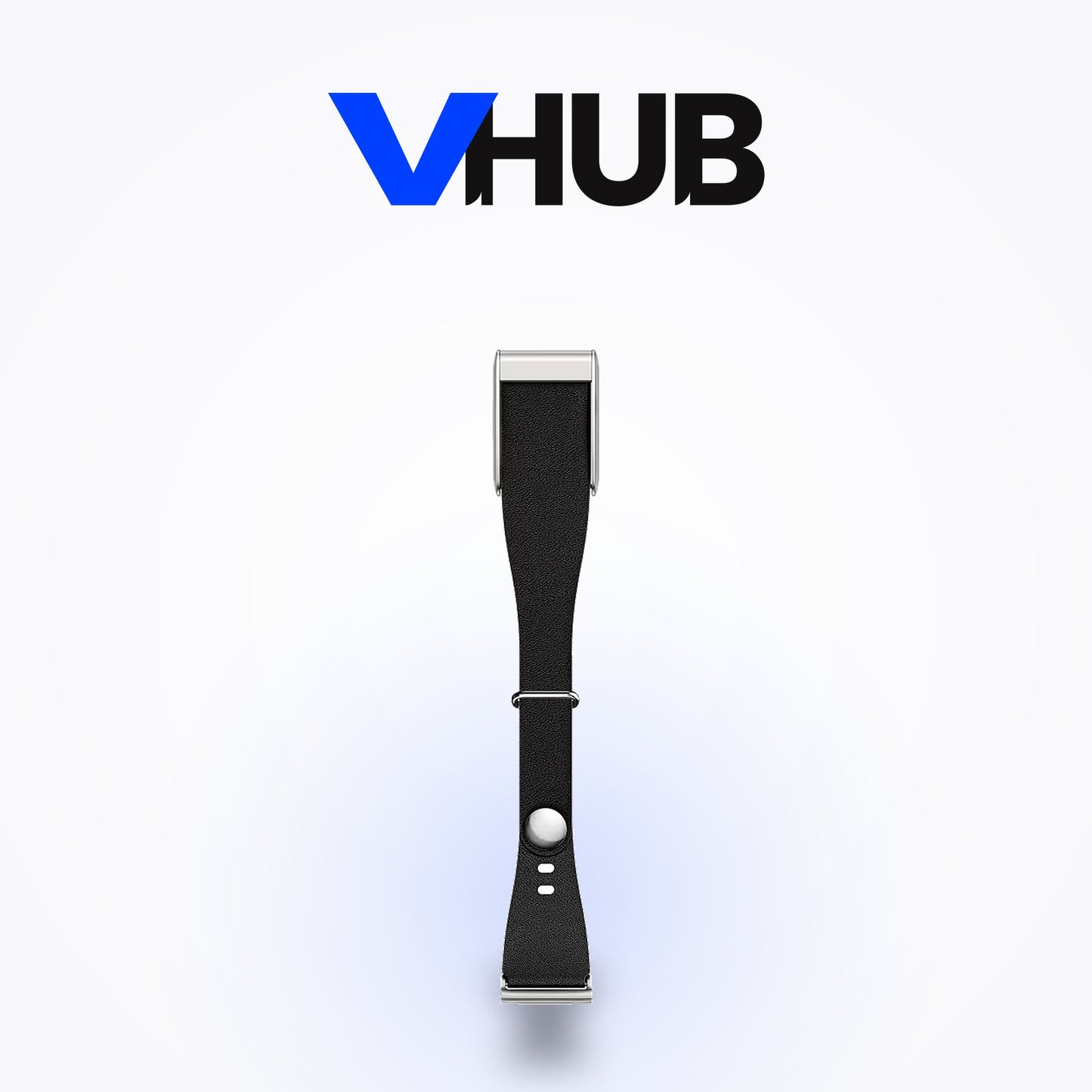 VHUB Luxe Straight leather-look band for WHOOP 5.0 in black, second angle — compatible, not made by WHOOP