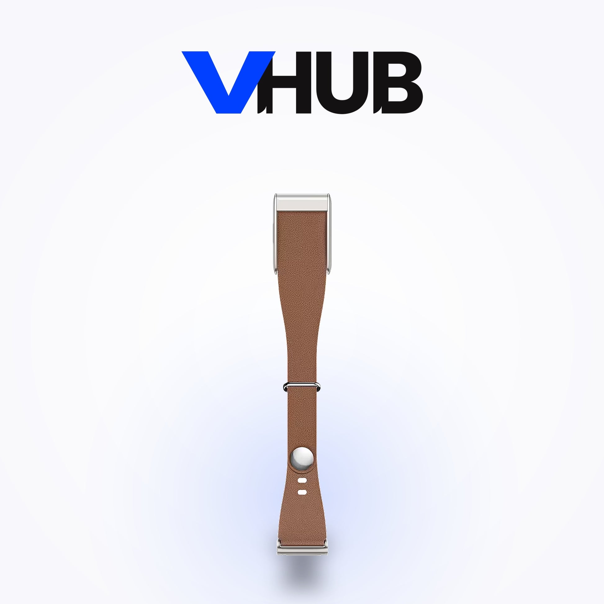 VHUB Luxe Straight leather-look band for WHOOP 5.0 in brown, second angle — compatible, not made by WHOOP