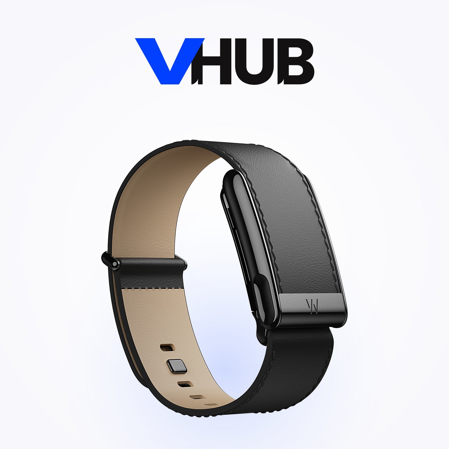 WHOOP MG LeatherLuxe Straight Band — Black-Cream with Black