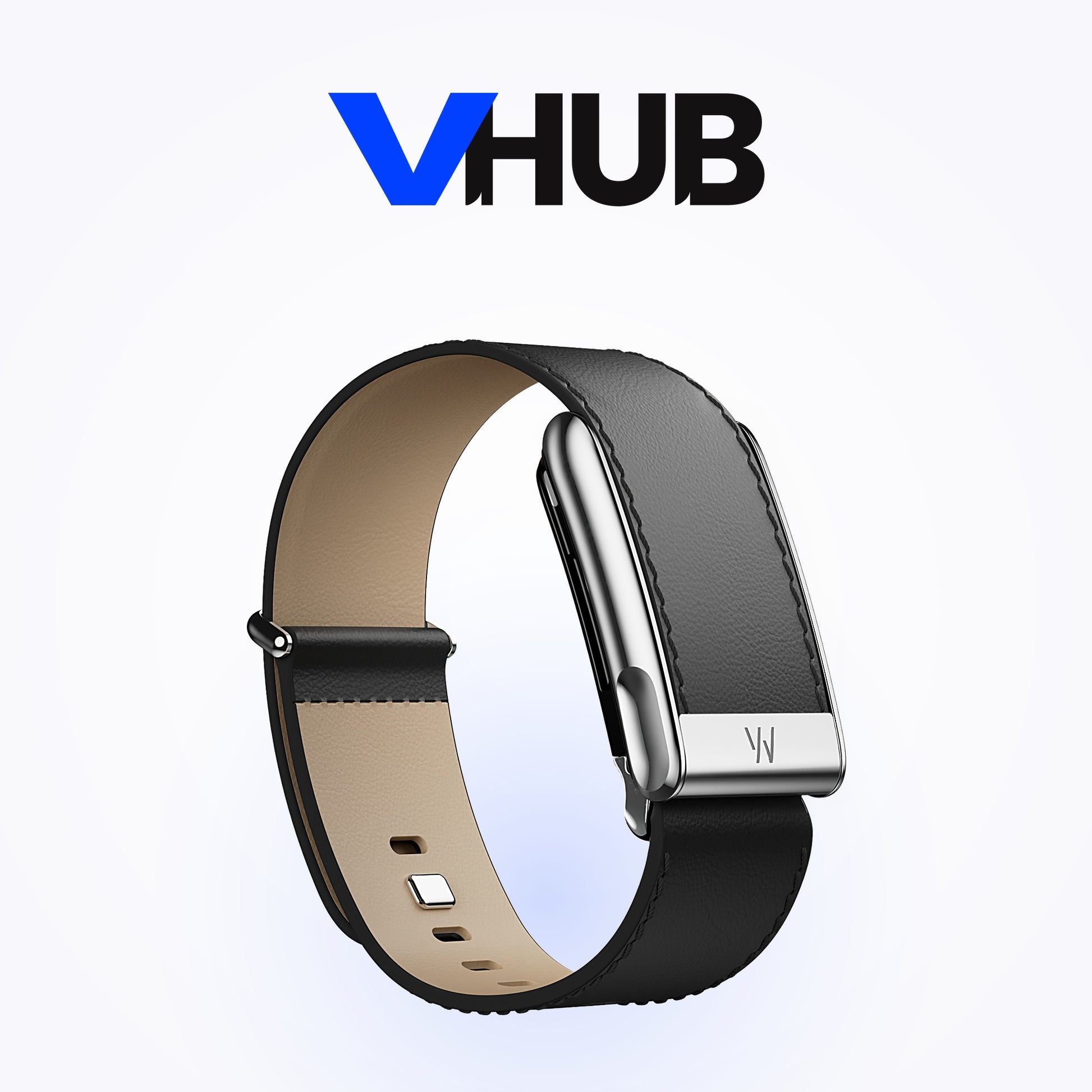 WHOOP MG LeatherLuxe Straight Band — Black-Cream with Titanium