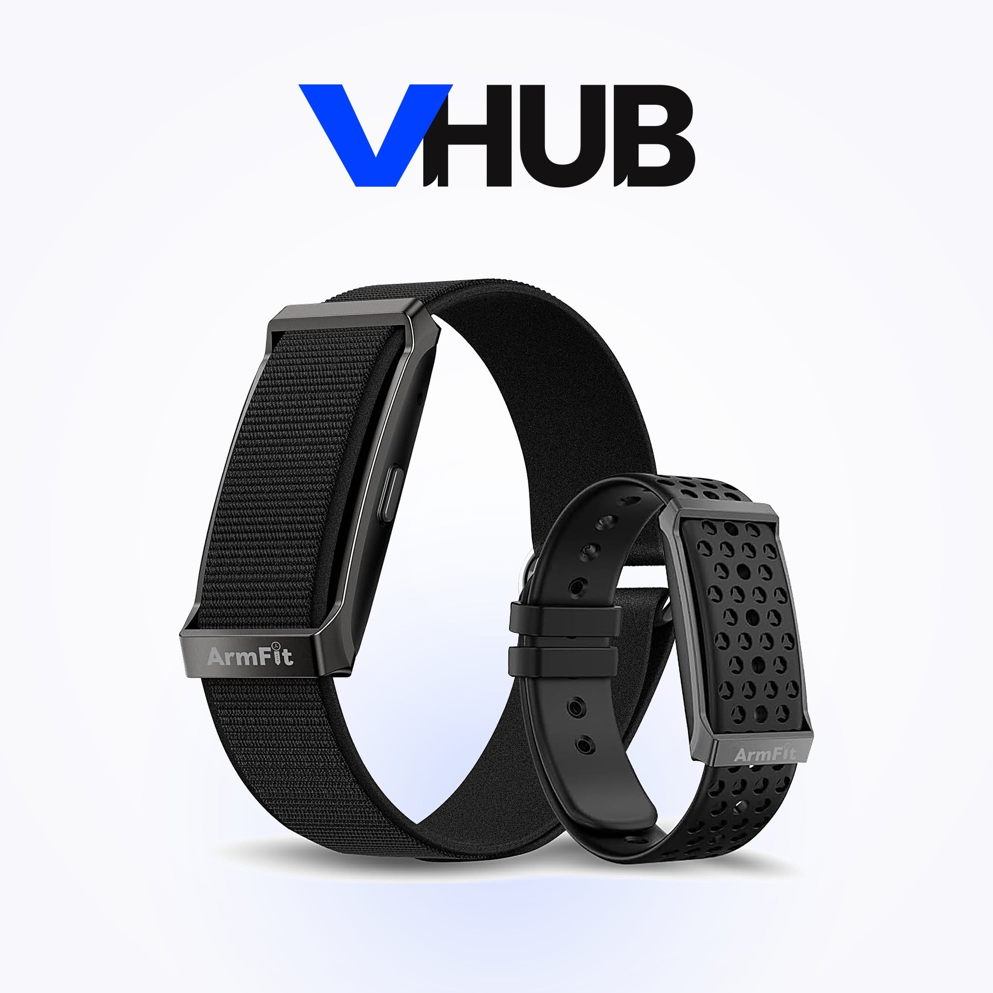 ArmFit Deep Zeero fitness tracker in black, shown with its sport and ventilated straps