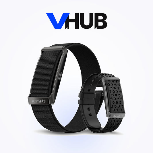 ArmFit Deep Zeero fitness tracker in black, shown with its sport and ventilated straps